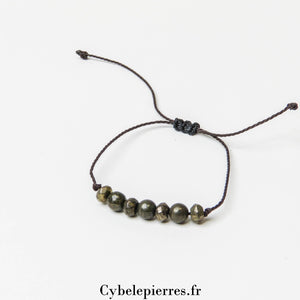 Bracelet Micro - Macramé Pyrite (6mm) | Force et Protection - Cybele Pierres