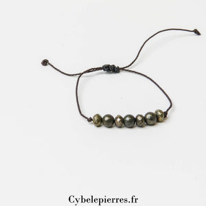 Bracelet Micro - Macramé Pyrite (6mm) | Force et Protection - Cybele Pierres
