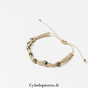 Bracelet Micro - Macramé – Pyrite Facettée | Élégance et Énergie - Cybele Pierres