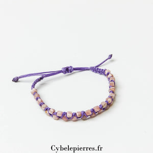 Bracelet Micro - Macramé - Rhodochrosite Facettée (4mm) | Douceur et Harmonie - Cybele Pierres