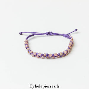 Bracelet Micro - Macramé - Rhodochrosite Facettée (4mm) | Douceur et Harmonie - Cybele Pierres