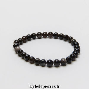 Bracelet Obsidienne argentée (6mm) | Protection et Clarté Intérieure - Cybele Pierres