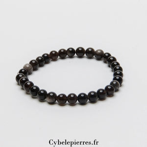 Bracelet Obsidienne argentée (6mm) | Protection et Clarté Intérieure - Cybele Pierres