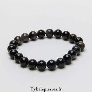 Bracelet Obsidienne argentée (8mm) | Protection et Introspection - Cybele Pierres
