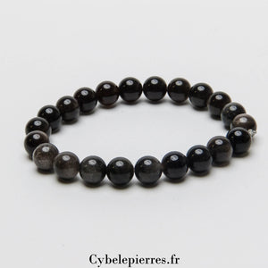 Bracelet Obsidienne argentée (8mm) | Protection et Introspection - Cybele Pierres
