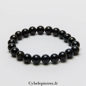 Bracelet Obsidienne Dorée (8mm) | Protection et Patience - Cybele Pierres