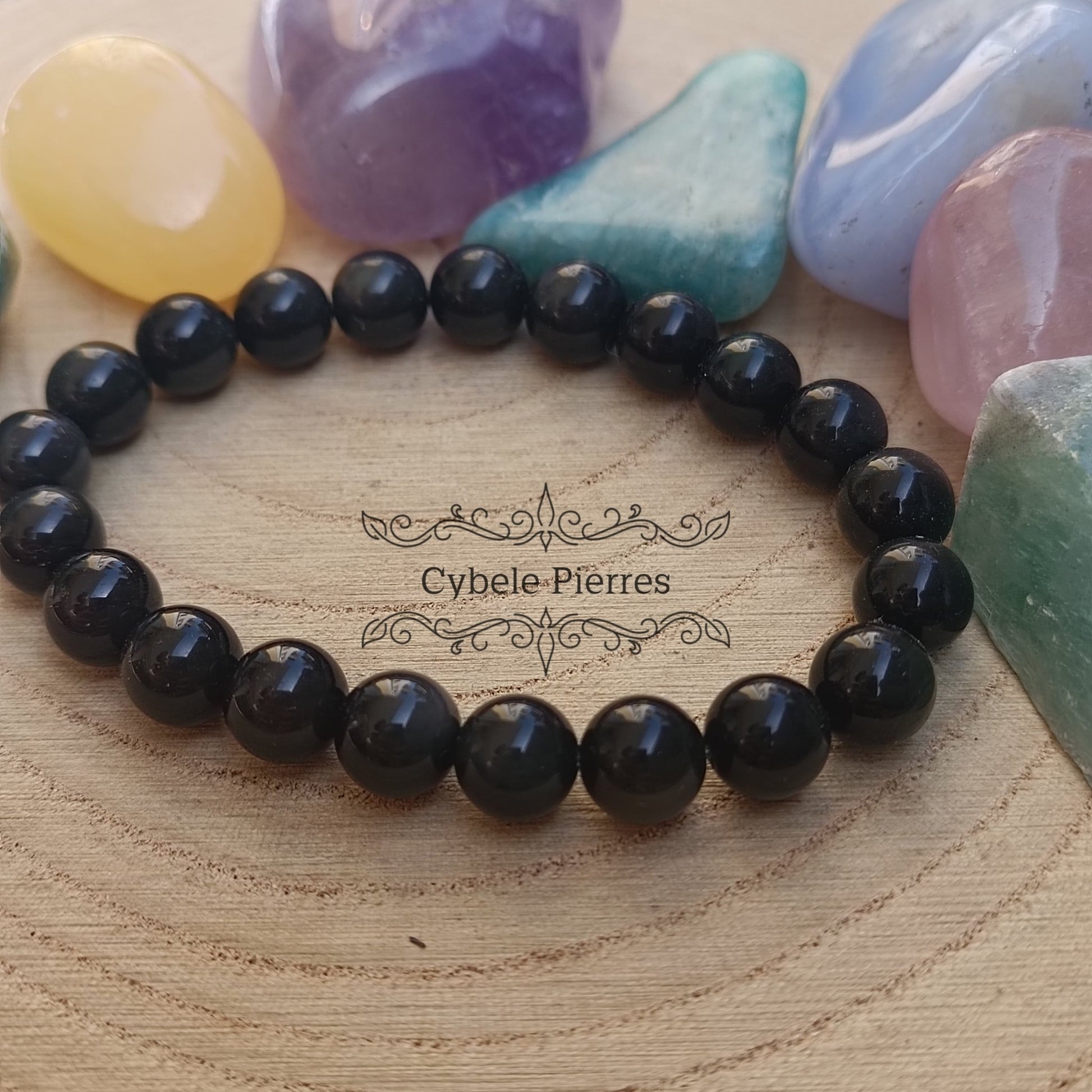 Bracelet Obsidienne Oeil Celeste (8mm) - 17cm - Cybele Pierres