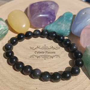 Bracelet Obsidienne Oeil Celeste (8mm) - 17cm - Cybele Pierres