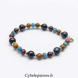 Bracelet Œil de Faucon, Mookaïte & Apatite (8 mm) – 18 cm | Stabilité & Expression - Cybele Pierres