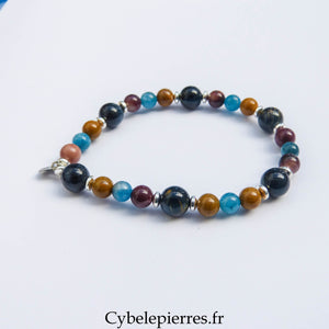 Bracelet Œil de Faucon, Mookaïte & Apatite (8 mm) – 18 cm | Stabilité & Expression - Cybele Pierres