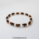 Bracelet Œil de Tigre & Cristal de Roche (4 mm) – 17,5 cm | Protection & Clarté - Cybele Pierres