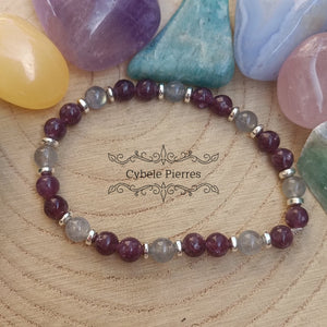 Bracelet On se repose - Labradorite et Lépidolite (6mm) - 18cm - Cybele Pierres
