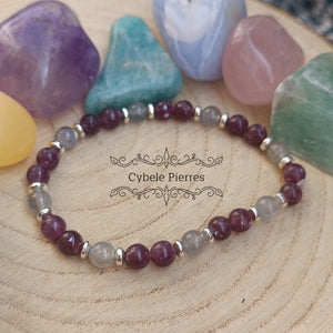 Bracelet On se repose - Labradorite et Lépidolite (6mm) - 18cm - Cybele Pierres