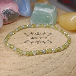 Bracelet On s'évade : Péridot et Fluorine bleue (3mm) - 17cm - Cybele Pierres