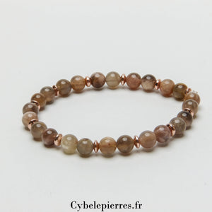 Bracelet Pierre de Lune (6mm) - 18cm | Intuition et Sérénité - Cybele Pierres