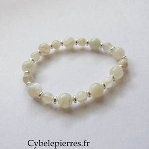 Bracelet Pierre de Lune Blanche (6 et 8mm) - 18cm - Cybele Pierres