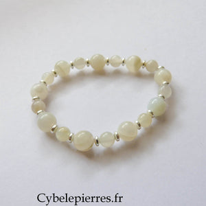 Bracelet Pierre de Lune Blanche (6 et 8mm) - 18cm - Cybele Pierres