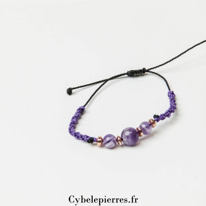 Bracelet Porte - bonheur Améthyste (6 et 8mm) - Cybele Pierres