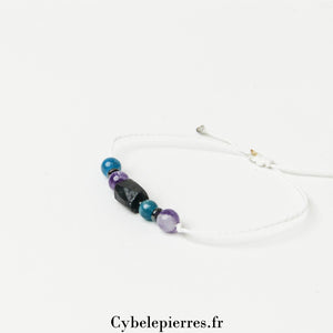 Bracelet Porte - Bonheur – Apatite, Améthyste et Tourmaline (Réglable) | Protection et Harmonie - Cybele Pierres