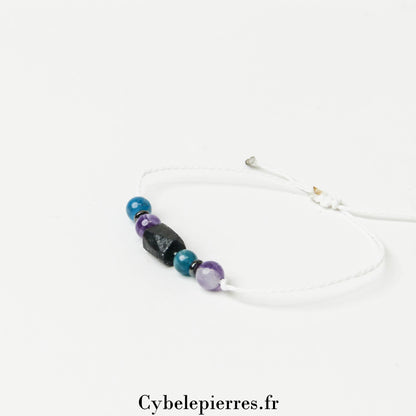 Bracelet Porte - Bonheur – Apatite, Améthyste et Tourmaline (Réglable) | Protection et Harmonie - Cybele Pierres