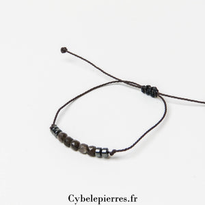 Bracelet Porte - bonheur Obsidienne Argenté (4mm) | Protection et Clarté - Cybele Pierres