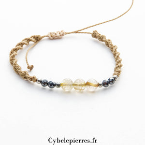 Bracelet Porte - bonheur Quartz rutile (6mm) - Cybele Pierres