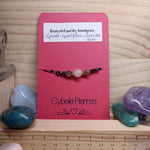 Bracelet Porte - bonheur réglable cordon - Grenat, Quartz rose & Pierre de lune (6 et 8mm) - Cybele Pierres