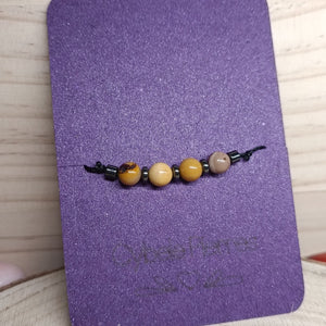 Bracelet Porte - bonheur réglable cordon - Jaspe Mookaite - Cybele Pierres