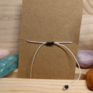 Bracelet Porte - bonheur réglable cordon - Pierre de lune blanche - Cybele Pierres