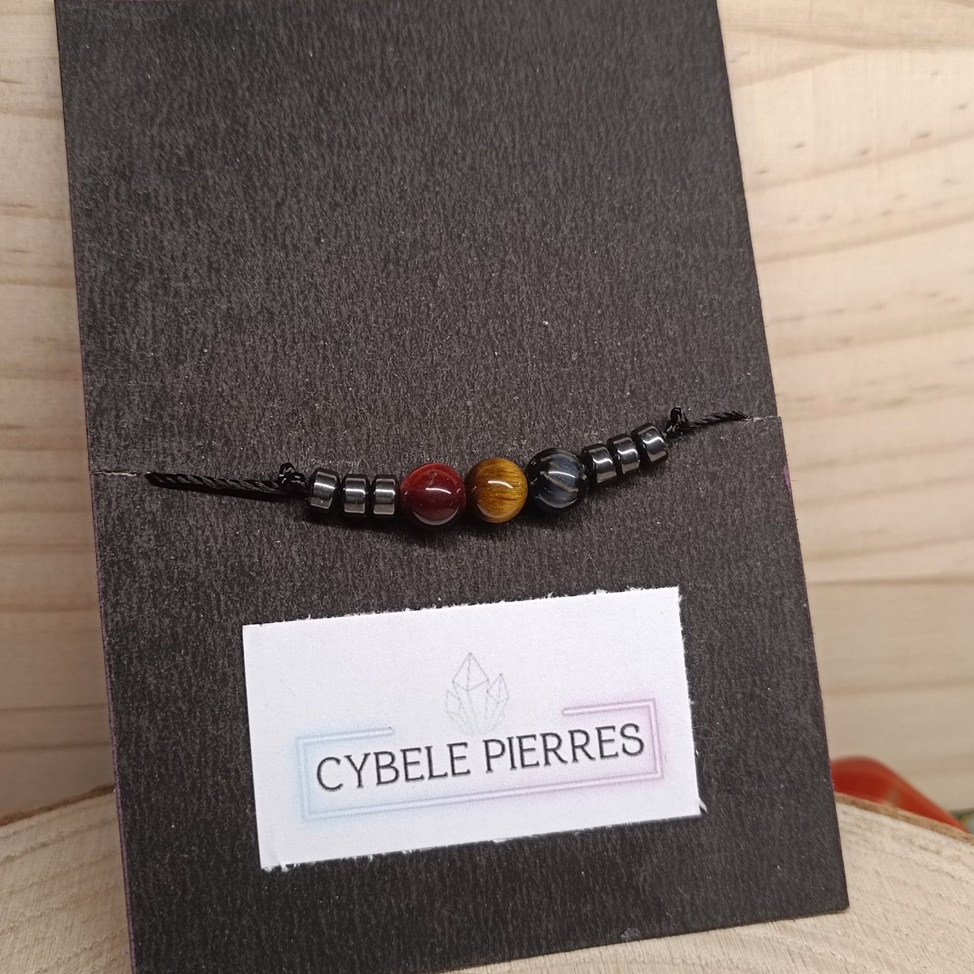 Bracelet Porte - bonheur réglable cordon - Triple protection - Cybele Pierres