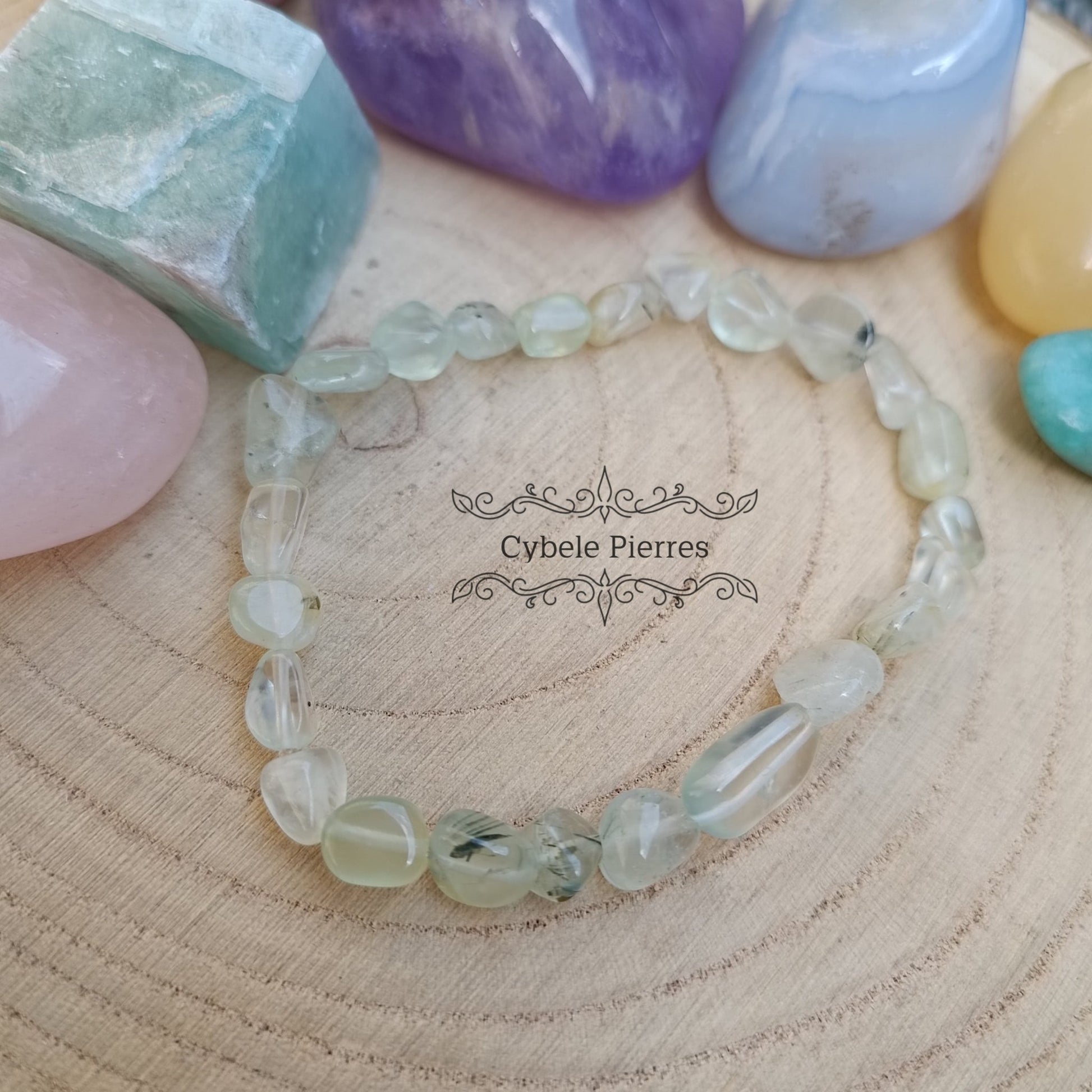 Bracelet Préhnite irrégulière (6mm) - 17cm - Cybele Pierres