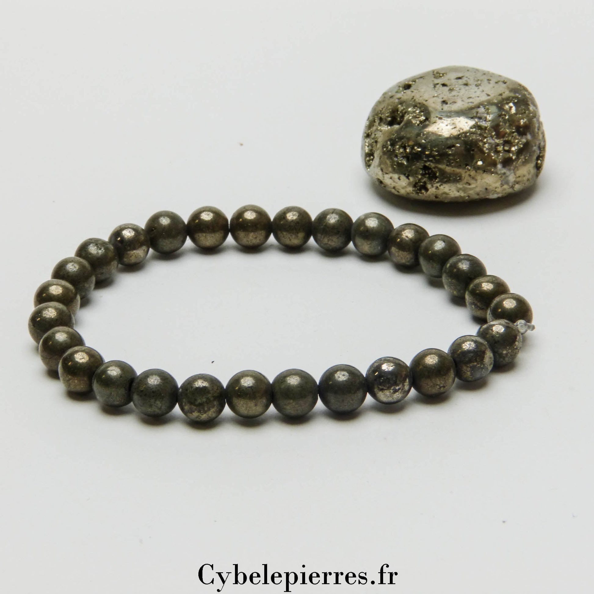 Bracelet Pyrite (6mm) | Clarté Mentale et Protection - Cybele Pierres