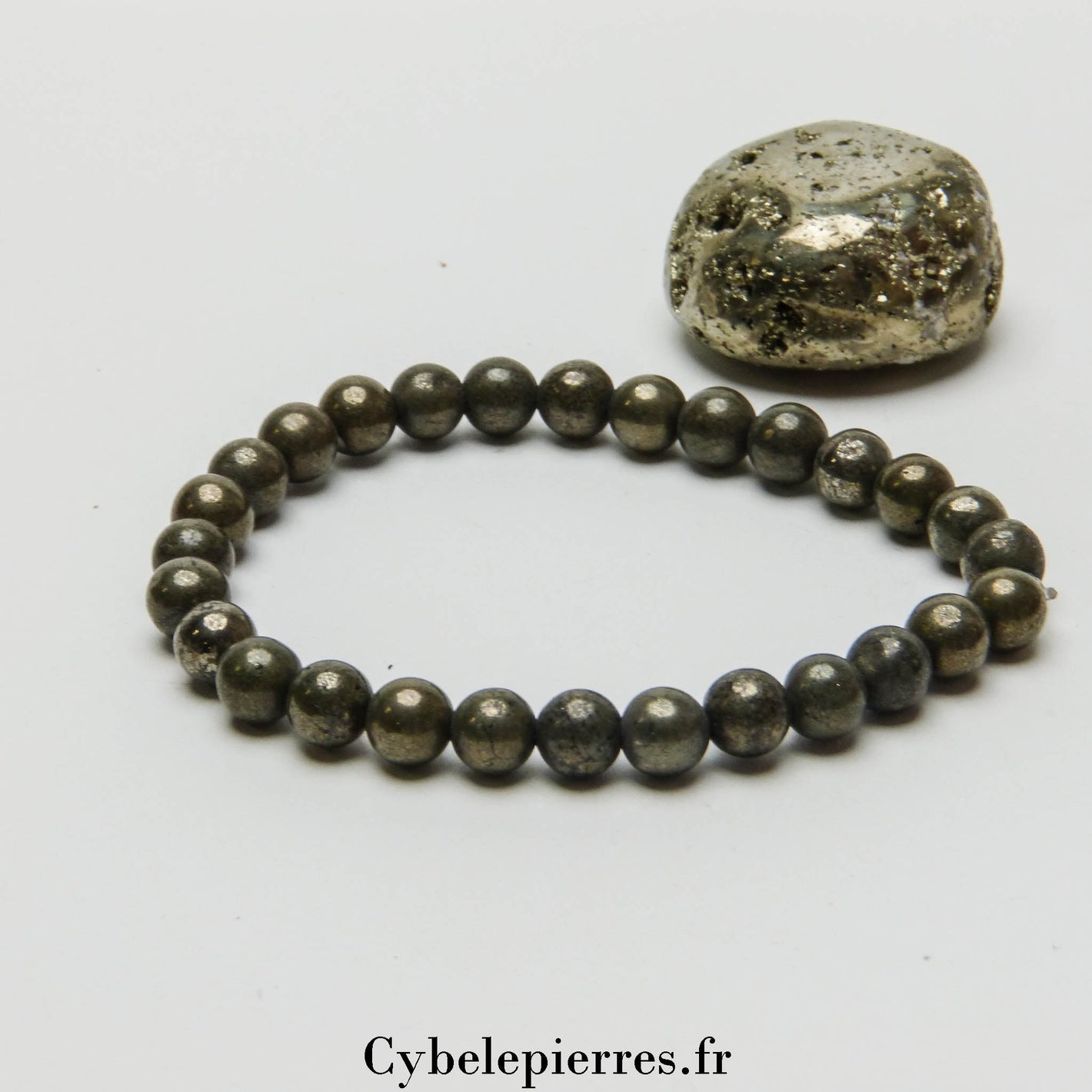 Bracelet Pyrite (6mm) | Clarté Mentale et Protection - Cybele Pierres