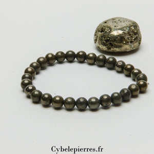 Bracelet Pyrite (6mm) | Clarté Mentale et Protection - Cybele Pierres