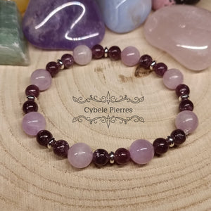 Bracelet Réconfort et Tendresse - Kunzite et Lépidolite (6 et 8mm) - 18cm - Cybele Pierres