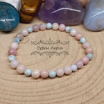 Bracelet Réconfort Printanier - Opale rose et Larimar (4 et 6mm) - 18cm - Cybele Pierres