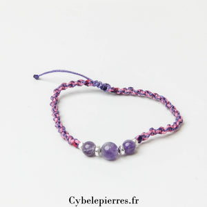 Bracelet Réglable Cordon - Améthyste | Sérénité et Clarté d'Esprit - Cybele Pierres