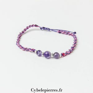 Bracelet Réglable Cordon - Améthyste | Sérénité et Clarté d'Esprit - Cybele Pierres