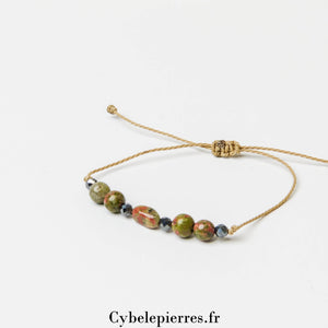 Bracelet Réglable en Cordon – Unakite | Équilibre et apaisement emotionnel - Cybele Pierres
