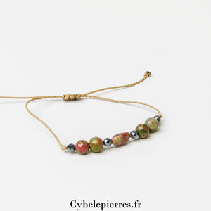 Bracelet Réglable en Cordon – Unakite | Équilibre et apaisement emotionnel - Cybele Pierres