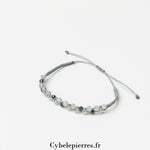 Bracelet réglable en Labradorite et micro - macramé - Cybele Pierres