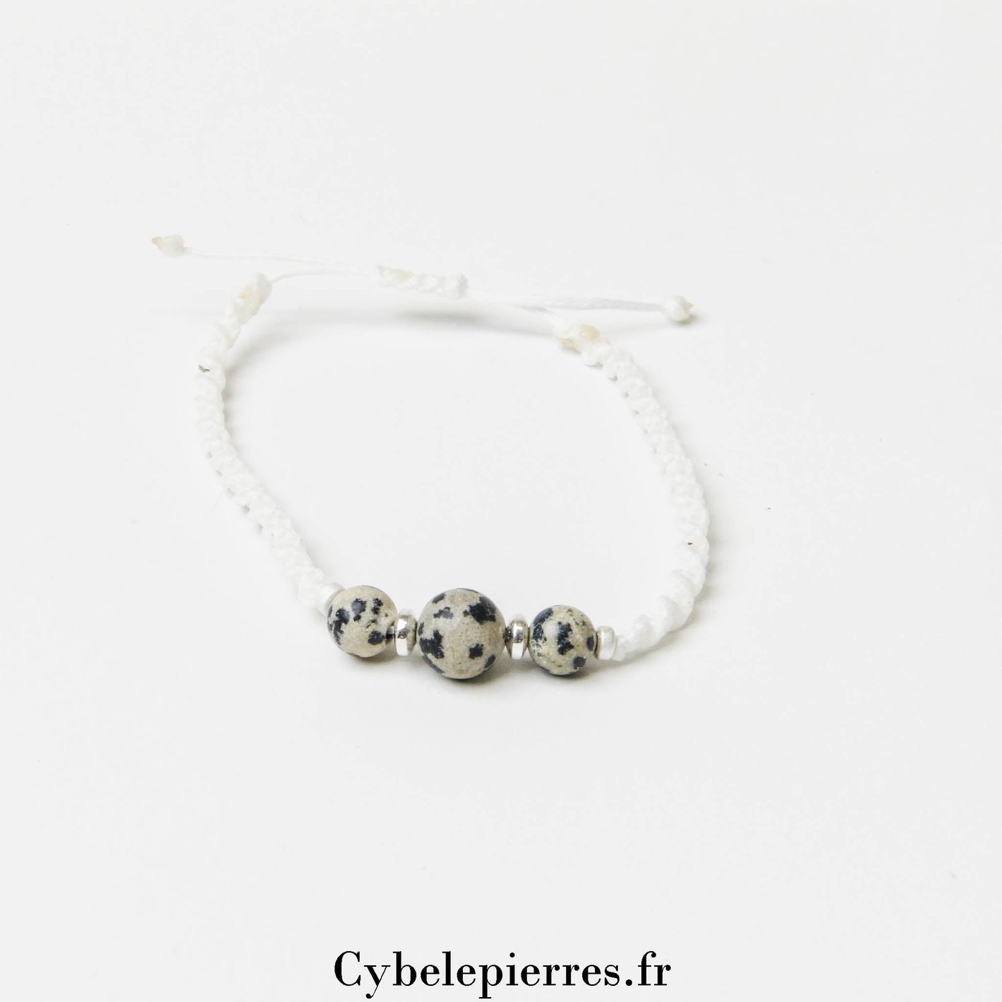 Bracelet réglable Jaspe Dalmatien (6 et 8mm) – Stabilité et Joie de vivre - Cybele Pierres