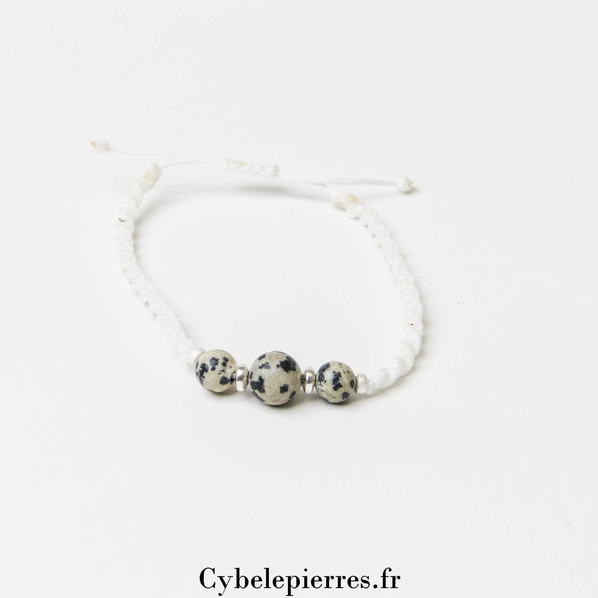 Bracelet réglable Jaspe Dalmatien (6 et 8mm) – Stabilité et Joie de vivre - Cybele Pierres