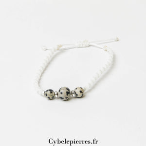 Bracelet réglable Jaspe Dalmatien (6 et 8mm) – Stabilité et Joie de vivre - Cybele Pierres