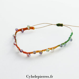 Bracelet réglable micro - macramé - Fluorine facettée (3mm) | Harmonie et Créativité - Cybele Pierres