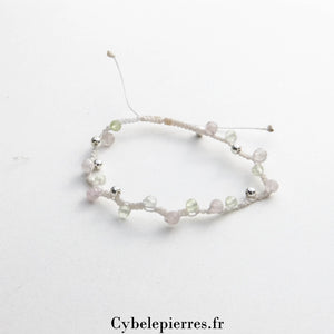 Bracelet réglable Quartz rose et Fluorine (4 mm facettées) – Douceur et Clarté - Cybele Pierres