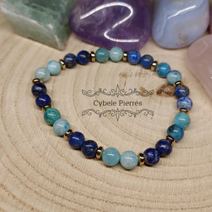 Bracelet Royal - Hémimorphite et Lapis - Lazuli (6mm) - 17cm - Cybele Pierres