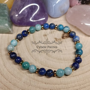 Bracelet Royal - Hémimorphite et Lapis - Lazuli (6mm) - 17cm - Cybele Pierres
