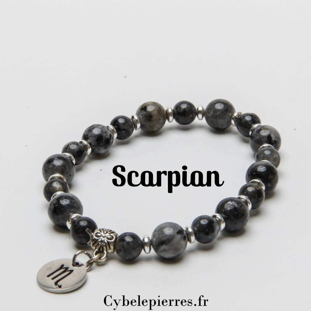 Bracelet Scorpion - Larvikite (8mm) | Force et Transformation - Cybele Pierres