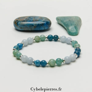 Bracelet Sérénité Intense - Apatite Bleue, Aigue - Marine et Amazonite (6mm) - 18cm | Apaisement et Clarté - Cybele Pierres